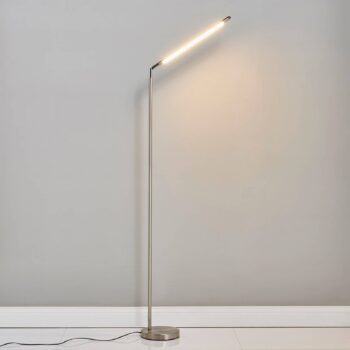 LED stojacia lampa Lindby Jabbo, 163 cm, nikel, kov