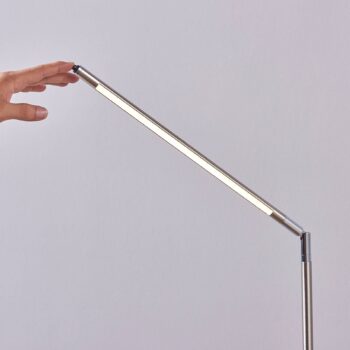 LED stojacia lampa Lindby Jabbo, 163 cm, nikel, kov