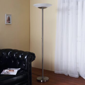 LED stojacia lampa Lindby Ragna, nikel, kov, stmievateľná