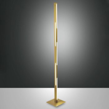 LED stojacia lampa Ling, mosadz, výška 165 cm, stmievateľná, kov