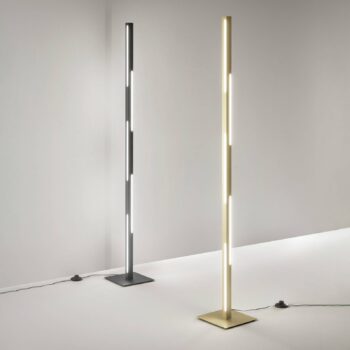 LED stojacia lampa Ling, mosadz, výška 165 cm, stmievateľná, kov