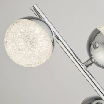 LED stojacia lampa Marbles, chrómová farba, sklo, výška 152 cm