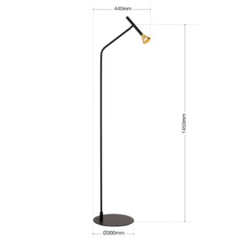 LED stojacia lampa Odeon, výška 147 cm, kov
