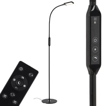 LED stojacia lampa Office Remote, čierna, stmievateľná, CCT