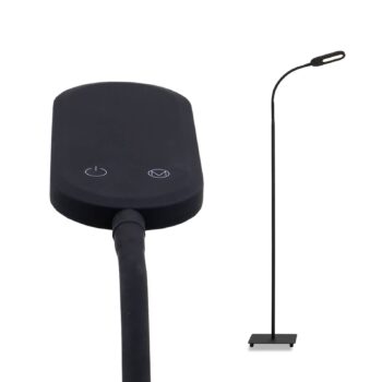 LED stojacia lampa Office Step, stmievateľná, čierna
