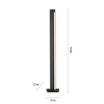 LED stojacia lampa PURE Lines, antracitová, diaľkové ovládanie, 140 cm