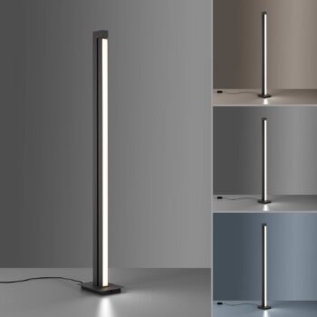 LED stojacia lampa PURE Lines, antracitová, diaľkové ovládanie, 140 cm