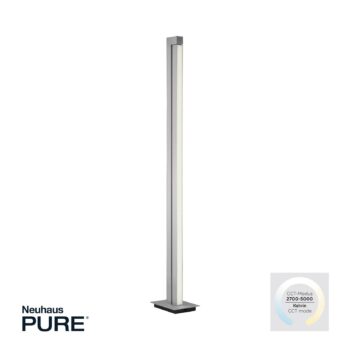 LED stojacia lampa PURE Lines, strieborná, diaľkové ovládanie, 140 cm
