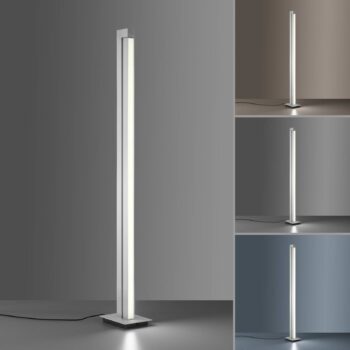 LED stojacia lampa PURE Lines, strieborná, diaľkové ovládanie, 140 cm