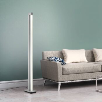LED stojacia lampa PURE Lines, strieborná, diaľkové ovládanie, 140 cm