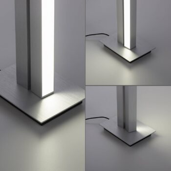LED stojacia lampa PURE Lines, strieborná, diaľkové ovládanie, 140 cm