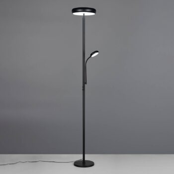 LED stojacia lampa Palermo, čierna matná, diaľkové ovládanie, pamäť
