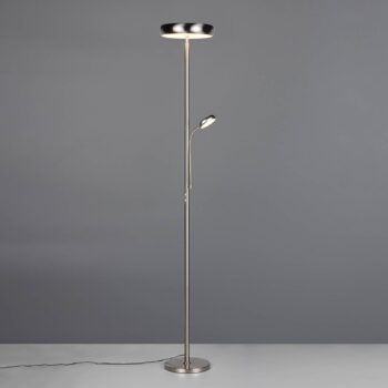 LED stojacia lampa Palermo, nikl matný, diaľkové ovládanie, pamäť