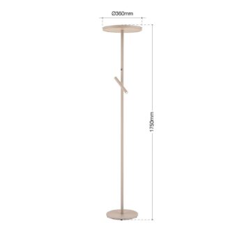 LED stojacia lampa Teide, khaki, kov, lampa na citanie, stmievač