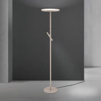 LED stojacia lampa Teide, khaki, kov, lampa na citanie, stmievač