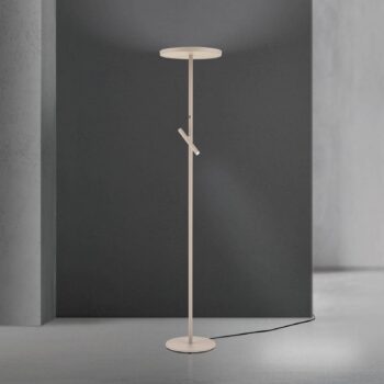 LED stojacia lampa Teide, khaki, kov, lampa na citanie, stmievač
