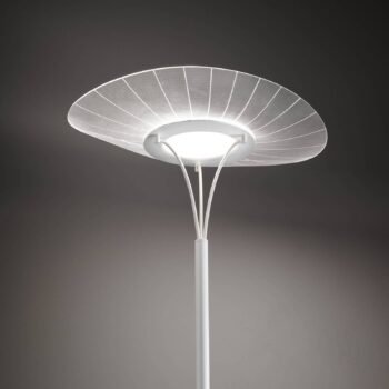 LED stojacia lampa Vela, biela/priehľadná, 175 cm, akryl, stmievač