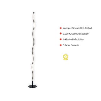 LED stojacia lampa Wave 3 000 K 120 cm čierna