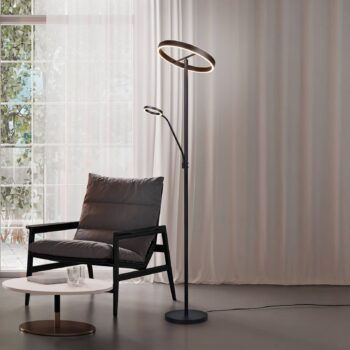 LED stojacia lampa Willis, čierna, výška 180 cm kovový stmievač CCT
