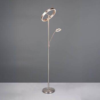 LED stojacia lampa Willis, nikel, výška 180 cm, kovový stmievač CCT