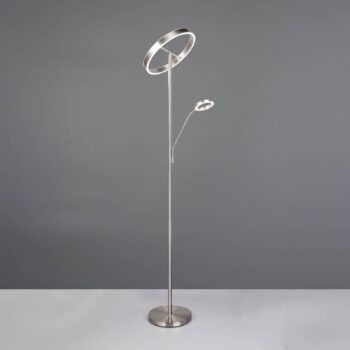 LED stojacia lampa Willis, nikel, výška 180 cm, kovový stmievač CCT