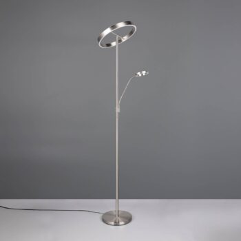 LED stojacia lampa Willis, nikel, výška 180 cm, kovový stmievač CCT
