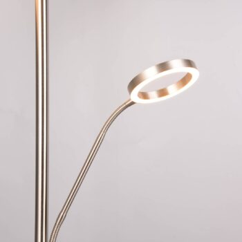 LED stojacia lampa Willis, nikel, výška 180 cm, kovový stmievač CCT