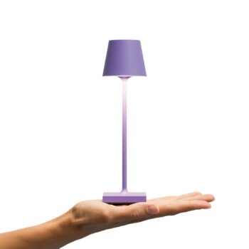 LED stolná lampa Nuindie pocket, fialová, IP54, stmievateľná