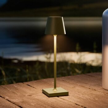 LED stolná lampa na akumulátor Nuindie pocket, jedľovo zelená, IP54,
