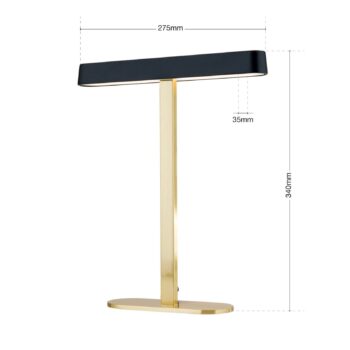 LED stolová lampa Auftakt zlatá/čierna