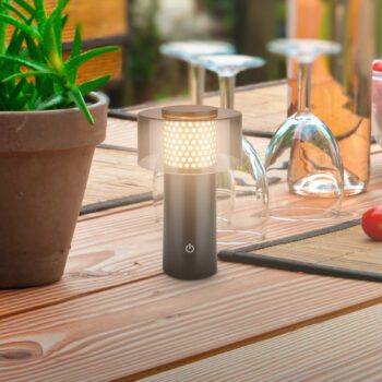 LED stolová lampa Brilo unplugged Gila, zlatá/čierna 21 cm