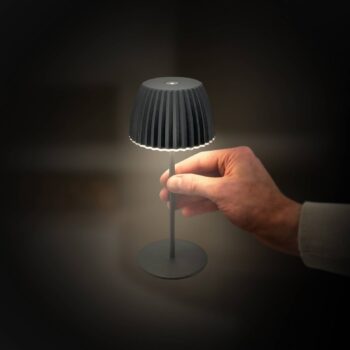 LED stolová lampa Brilo unplugged Riffle, 20 cm, antracitová
