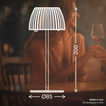 LED stolová lampa Brilo unplugged Riffle, 20 cm, béžová