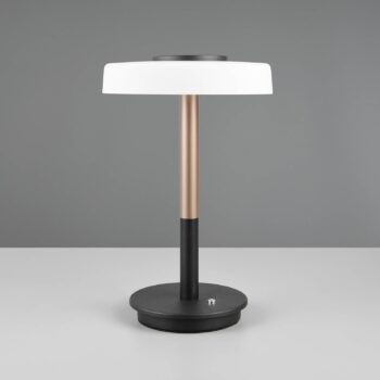 LED stolová lampa Celeste biela/hnedá 35 cm sklo/kov Touchdim