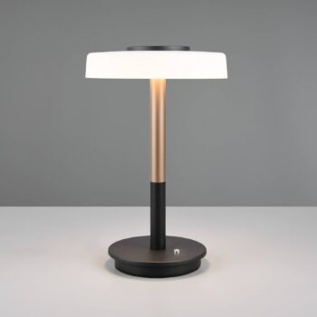 LED stolová lampa Celeste biela/hnedá 35 cm sklo/kov Touchdim
