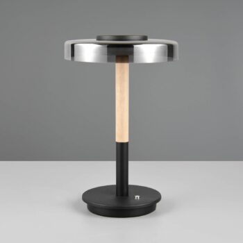 LED stolová lampa Celeste chróm/drevo 35 cm sklo/kov Touchdim