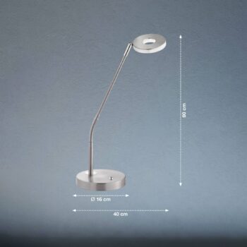 LED stolová lampa Dent, nikel/chróm, 60 cm, kov, CCT 1-svetlo.