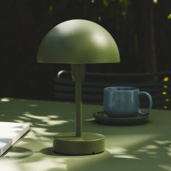 LED stolová lampa Ellen To-Go, olivovo zelená, hliník