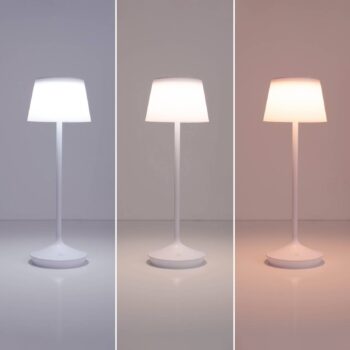 LED stolová lampa Emmi CCT nabíjateľná, biela