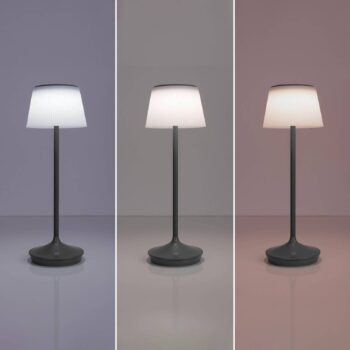 LED stolová lampa Emmi CCT nabíjateľná, sivá