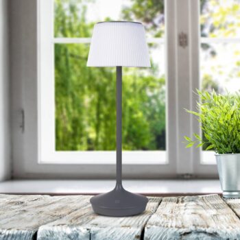 LED stolová lampa Emmi CCT nabíjateľná, sivá