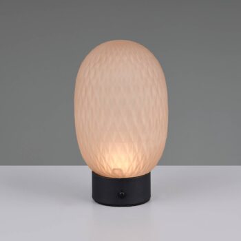 LED stolová lampa Facette, jantárová, USB, sklo