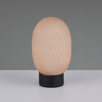 LED stolová lampa Facette, jantárová, USB, sklo