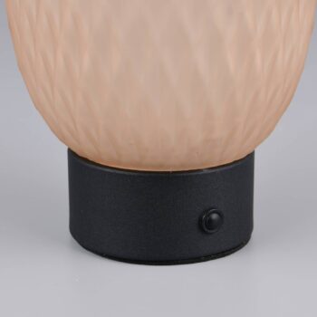 LED stolová lampa Facette, jantárová, USB, sklo