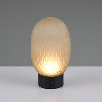 LED stolová lampa Facette, zelená, USB, sklo,