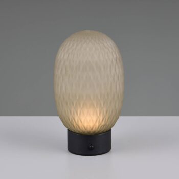LED stolová lampa Facette, zelená, USB, sklo,