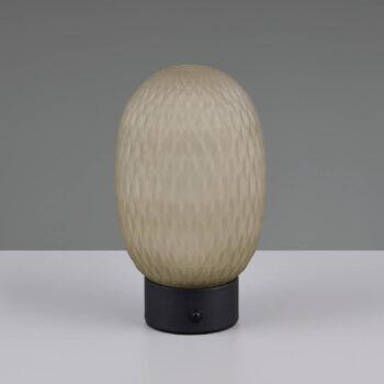 LED stolová lampa Facette, zelená, USB, sklo,