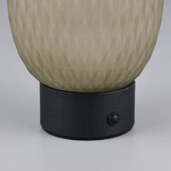 LED stolová lampa Facette, zelená, USB, sklo,