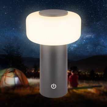 LED stolová lampa Juna, antracitová, IP44, stmievateľná, 20 cm