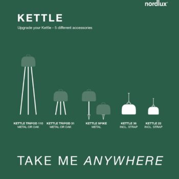 LED stolová lampa Kettle Tripod drevo, tienidlo 36cm